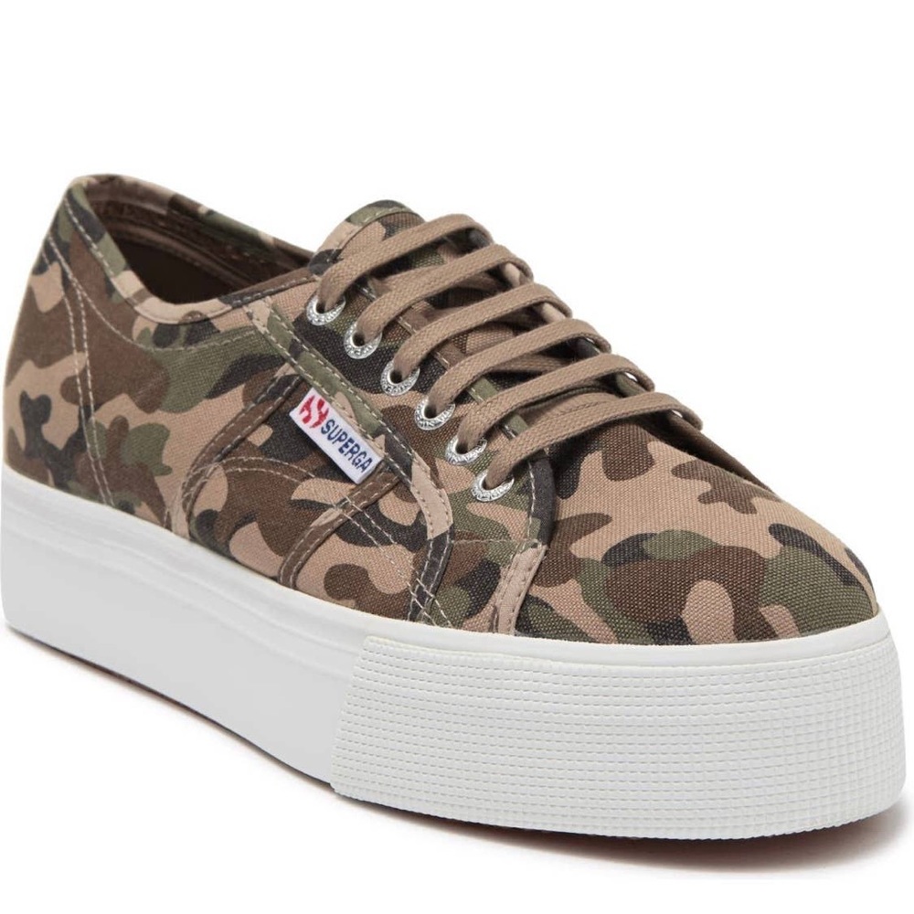 Superga 2790 Cot Camo print Fan Platform Sneaker camouflage Green